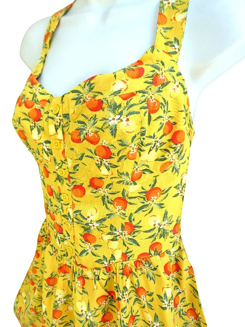 Citrus Fruit Yellow Romper Wild Fable Bright Oranges Blossoms Wide Leg Shorts M